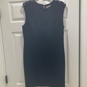 Michael Kors Navy Blue Midi Dress with Button Detail